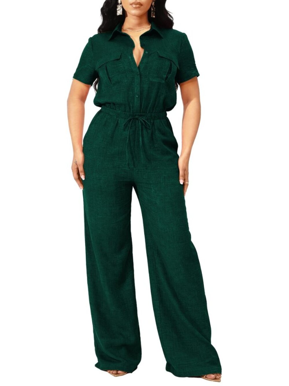 Jumpsuits for Women Dressy Elegant V Neck Long Straight Pant Outfits